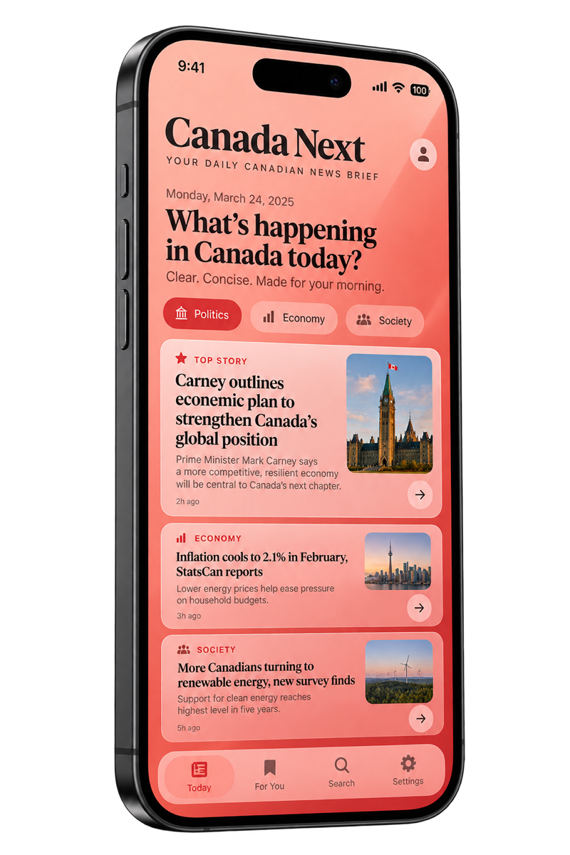 Canada Next app shown on an iPhone